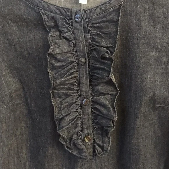 DRAPER JAMES Denim Blue Chambray Ruffle sz 2 Shift Dress - Picture 5 of 10